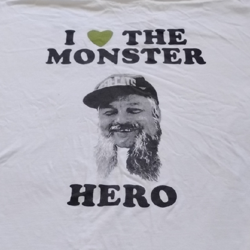 Men's White XXL BA Johnston I Love Monster Hero Toxic Avenger Chud Parody Shirt